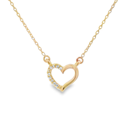 .03ct Diamond Heart Love Pendant 14KT Yellow Gold