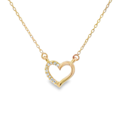 .03ct Diamond Heart Love Pendant 14KT Yellow Gold