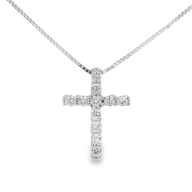 .15ct Diamond Cross Religious Pendant 14KT White Gold