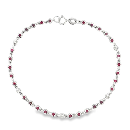 .89ct Ruby Diamond Bracelet 14KT White Gold